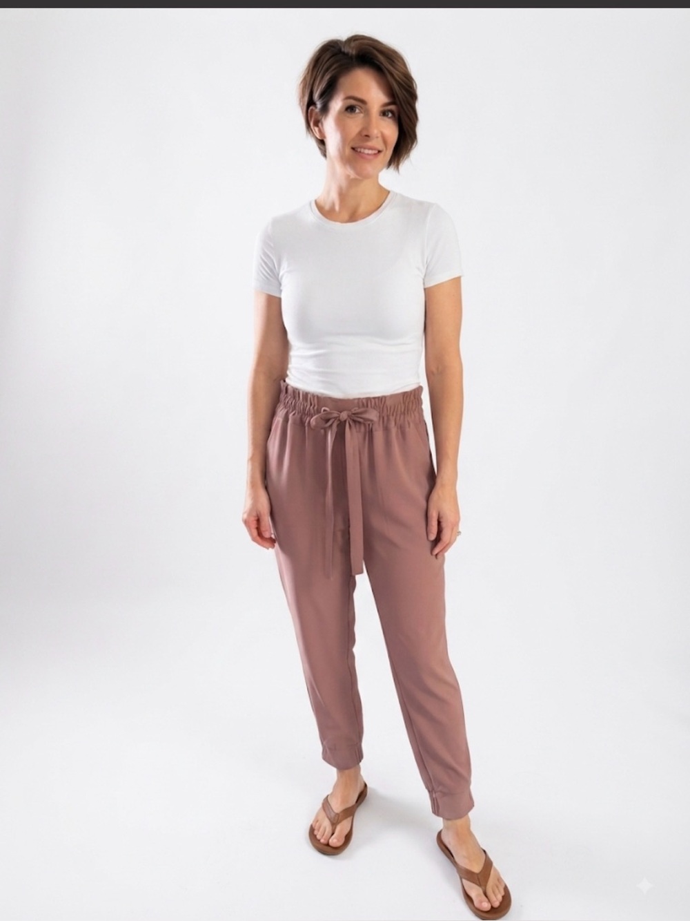 Elastic-Waist Pant in Dusty Rose